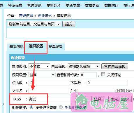 帝国cms自定义系统模型的选项设置中没有TAGS的解决方法